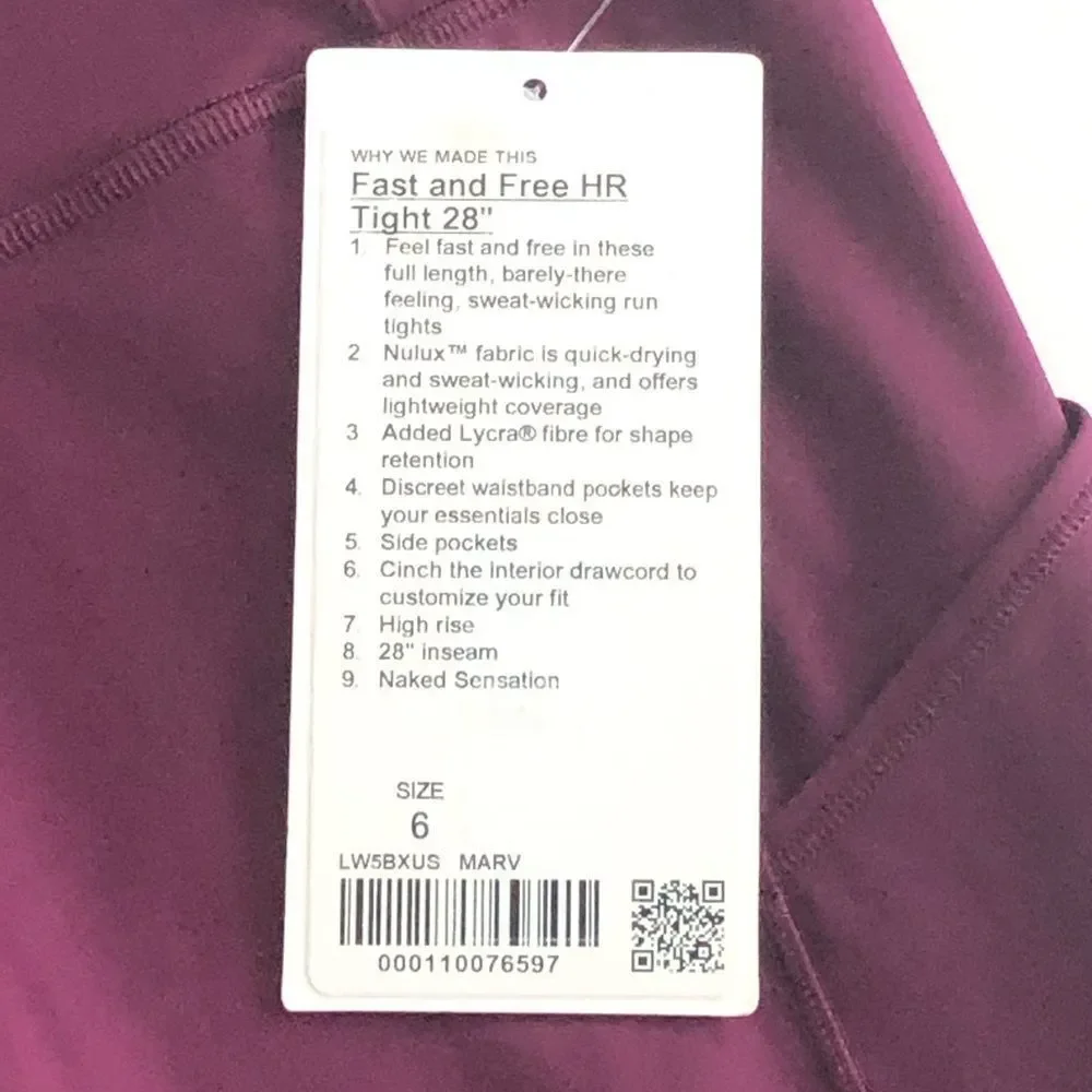 Lululemon Fast Free Tight 28